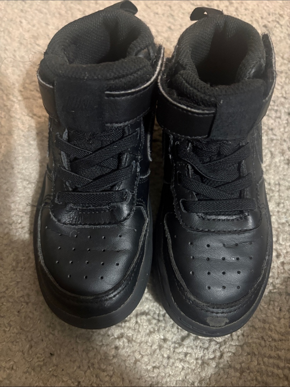 Nike Kids Black High-Top Lace & Strap Sneakers